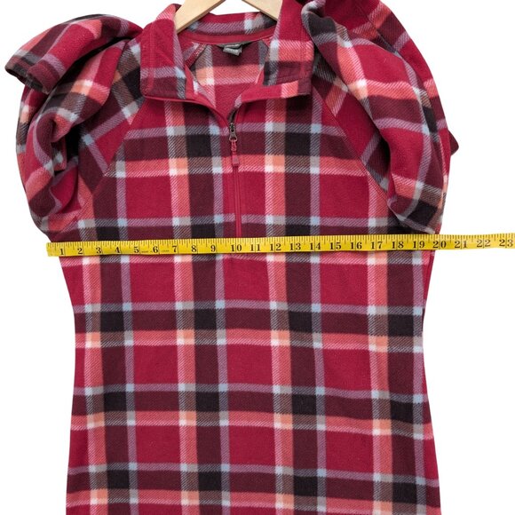 Eddie Bauer Plaid Fleece Sweater Womens Purple Pink 1/4 Zip Long Sleeve Size M - Picture 6 of 7